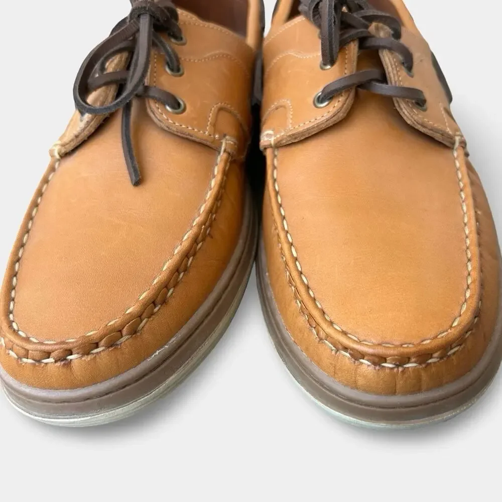 Allen Edmonds Eastport Boat Shoes Men’s 13B Leather Deck Brown Preppy Coastal